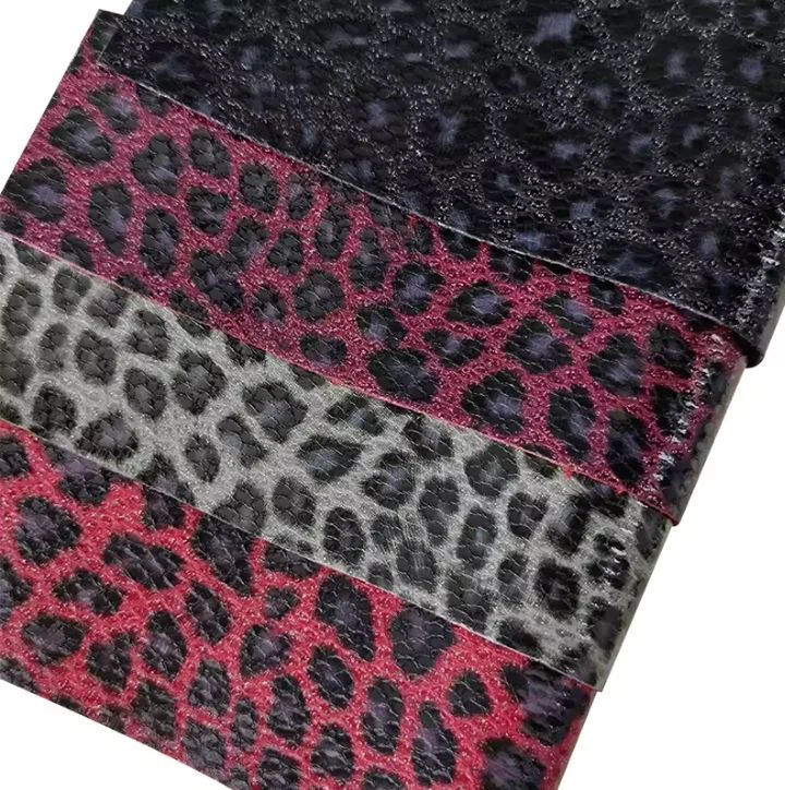 Leopard Printed Artificial Leather Fabric Cotton Backing